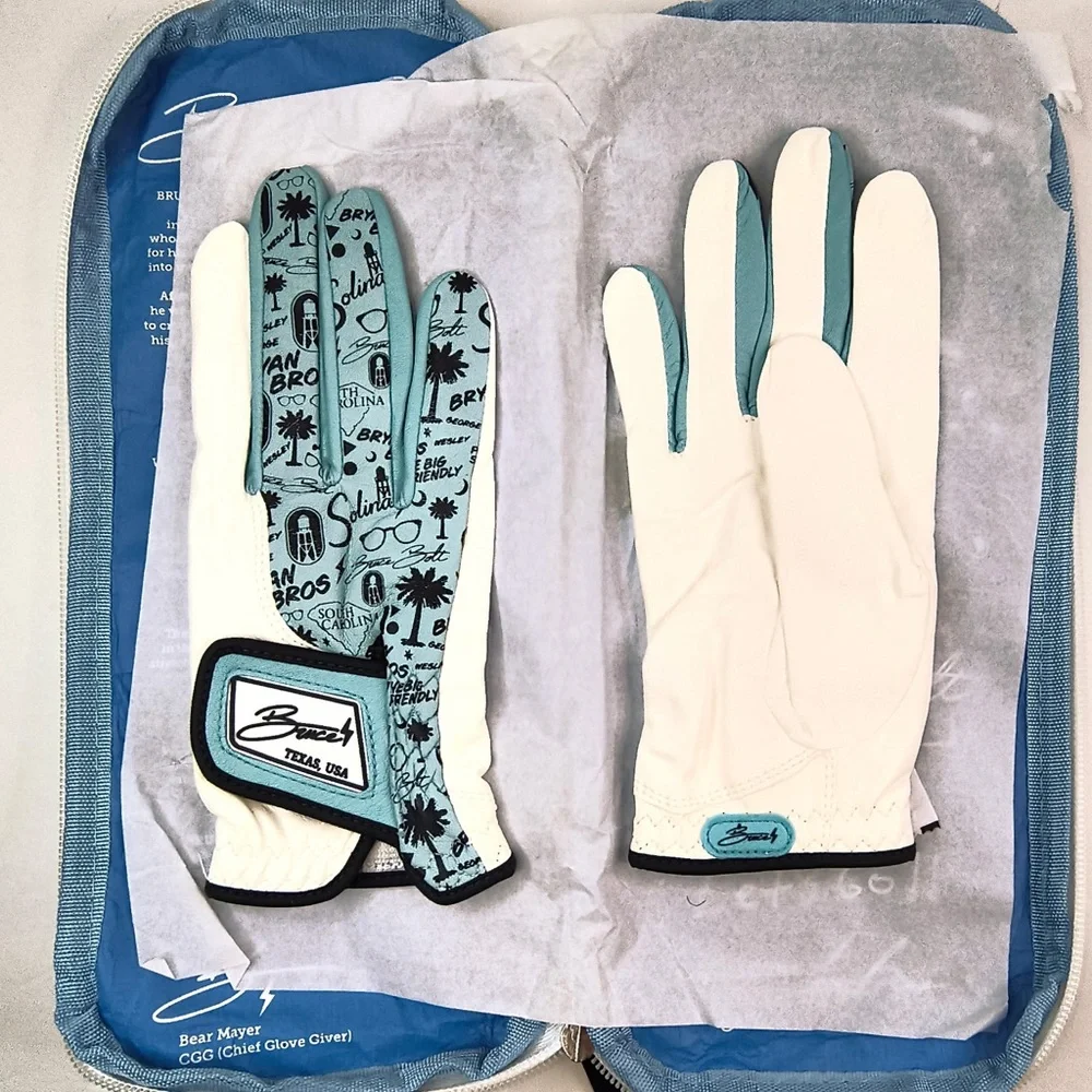 Bruce Bolt Bryan‎ Bros Golf Gloves 2 Pack Baby Blue Women’s Small Cabretta NWT - Picture 2 of 7